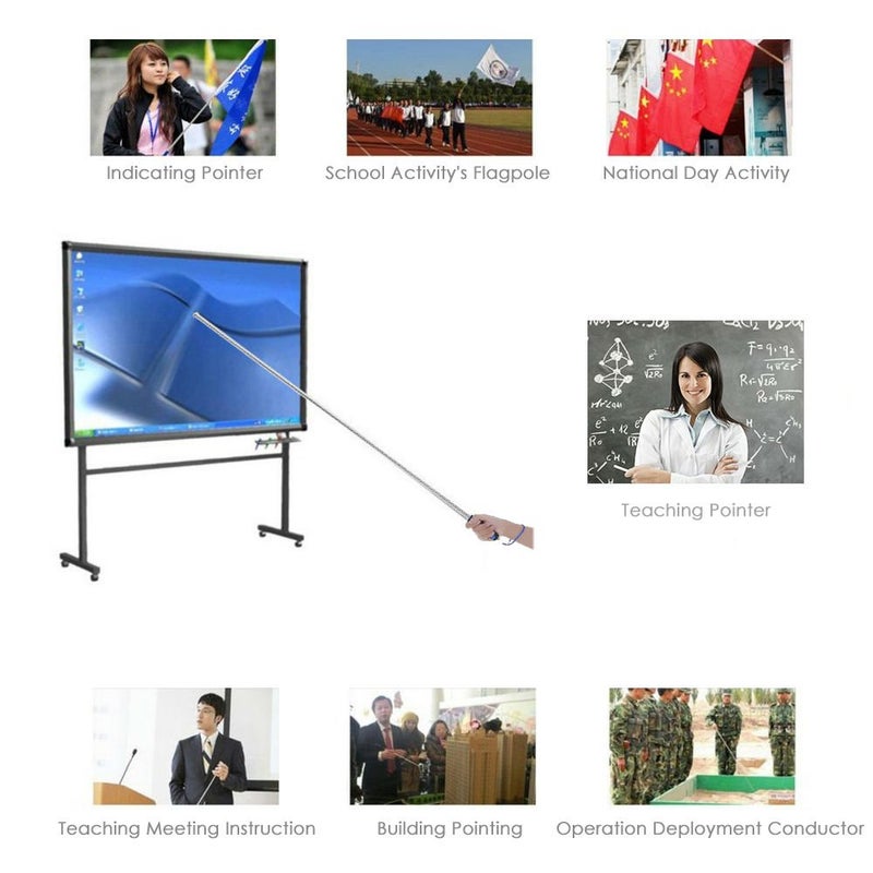 AKOAK عمود قابل للطي محمول 79" من الفولاذ المقاوم للصدأ مع علم بانر مرشد سياحي مع مقبض قبضة إسفنجي غير قابل للانزلاق أسود + أخضر - Image 4