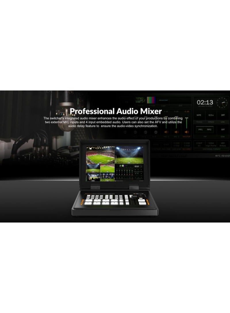 AVMatrix Shark H4 Plus Portable 4-Channel HDMI Video Switcher – Multi-Format Streaming Switcher With Live Production Control, USB Streaming And Professional Broadcast Features - Image 5