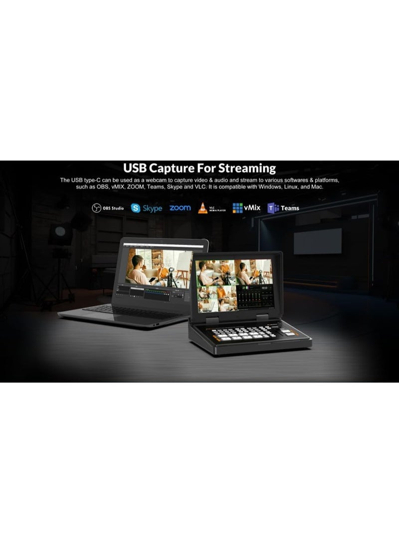 AVMatrix Shark H4 Plus Portable 4-Channel HDMI Video Switcher – Multi-Format Streaming Switcher With Live Production Control, USB Streaming And Professional Broadcast Features - Image 4