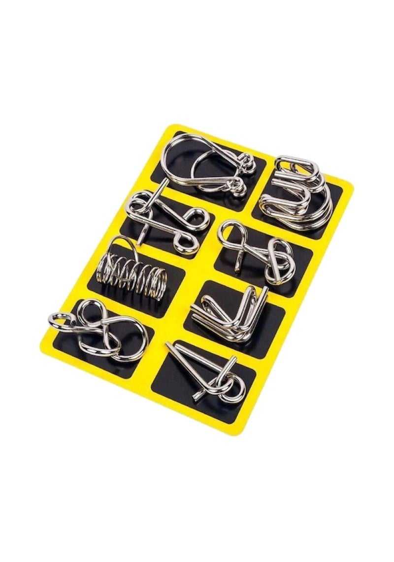 8-piece set of unlocking and unbuckling, 8-piece set of educational toys for children, students and the elderly, yellow. - Image 1
