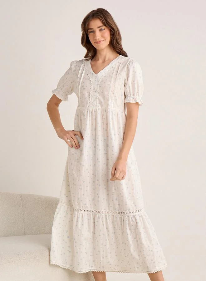 Splash FAV Night Dress Short Sleeve V neck Cotton