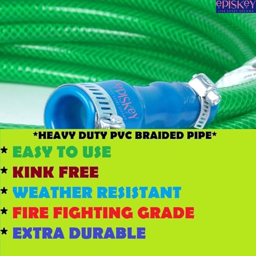 Episkey Heavy Duty 5 Meter Garden Hose | Flexible Expandable WaterPipe with Double Latex Core & Braided Outer Layer | Stainless Metal Spray Nozzle Gun, Tap Connector & 2 Hose Clamps | Leak & Kink free - Image 2