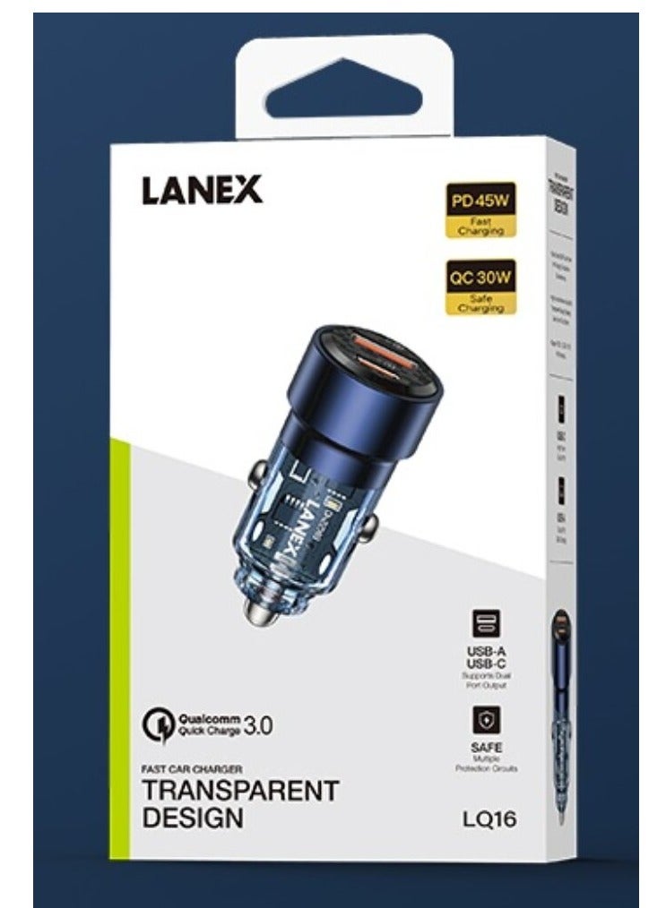 LANEX LaNix LQ16 Car Charger with Dual PD45W Ports, USB C QC/PD3.0 SCP, Fast Charging Car Phone Adapter - Image 1