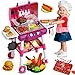 Kimicare Kid Toy Grill BBQ Grill Playset with Light Sound Smoke Effect and 2 Wheels Pretend Food Little Chef Play Kitchen Accessories Christmas Birthday Gifts for Boys Girls Ages 3 4 5 6 7 8 - Image 2