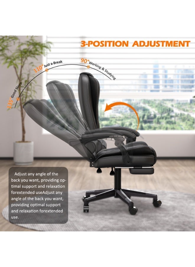 JANTENS Ergonomic Office Chair Executive Chair PU Leather Reclining Chair  High-Back  Gaming Chair with Foot Padel  Adjustable Height Computer Chair - Image 2
