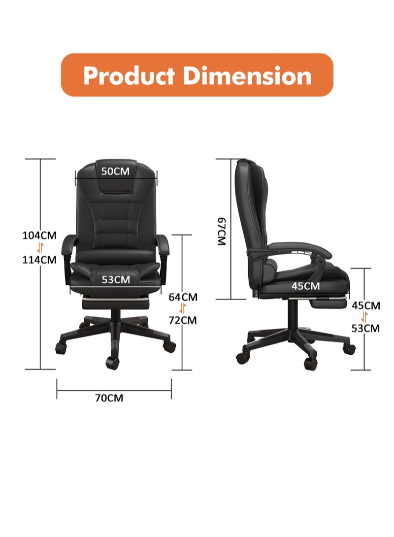JANTENS Ergonomic Office Chair Executive Chair PU Leather Reclining Chair  High-Back  Gaming Chair with Foot Padel  Adjustable Height Computer Chair - Image 5