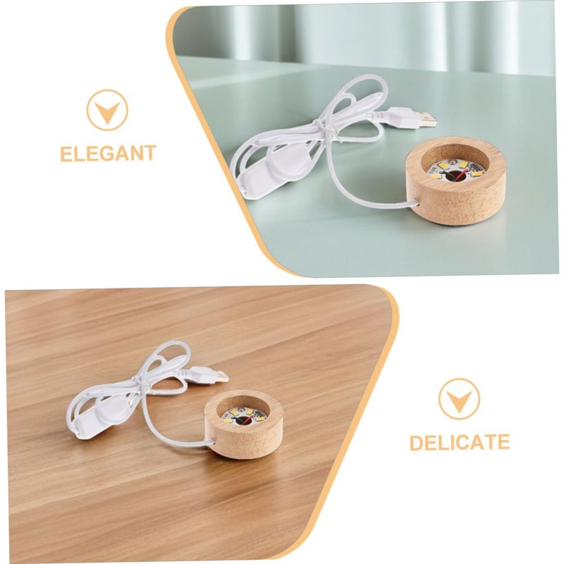 USB Rechargeable LED Display Base for Crystal Ball Solid Wood Stand Stable Support - Image 4