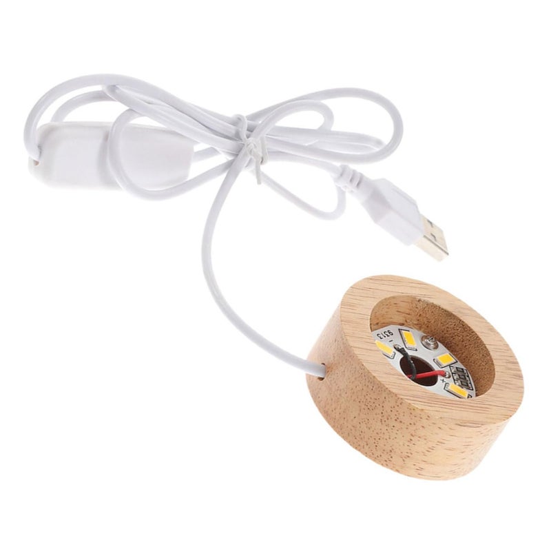 USB Rechargeable LED Display Base for Crystal Ball Solid Wood Stand Stable Support - Image 2