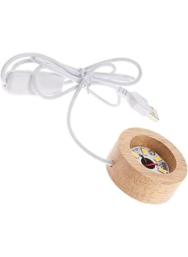 USB Rechargeable LED Display Base for Crystal Ball Solid Wood Stand Stable Support - Image 1
