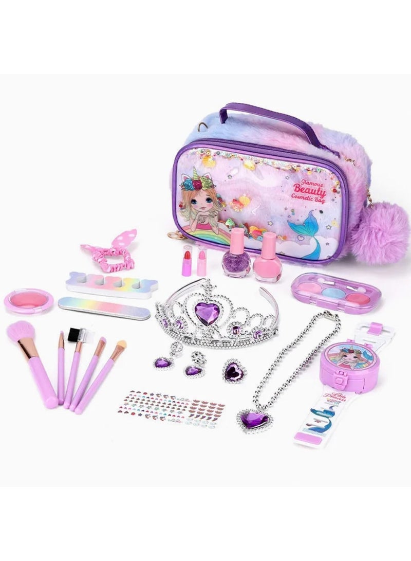 Taizz Ventures 23 Pcs Makeup for Girls, Non-Toxic Simulation Makeup Kit, Toy Cosmetic Set, Gifts for Girls, Suitable for Children 3-12 Years Old - Image 2