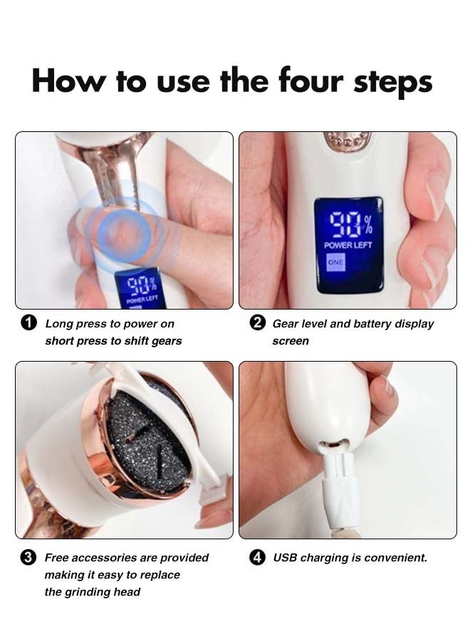 CHOWROAD White Electric foot massage, 14 in 1 Callous Remover Kit for Remove Cracked Heels and Dead Skin - Image 5