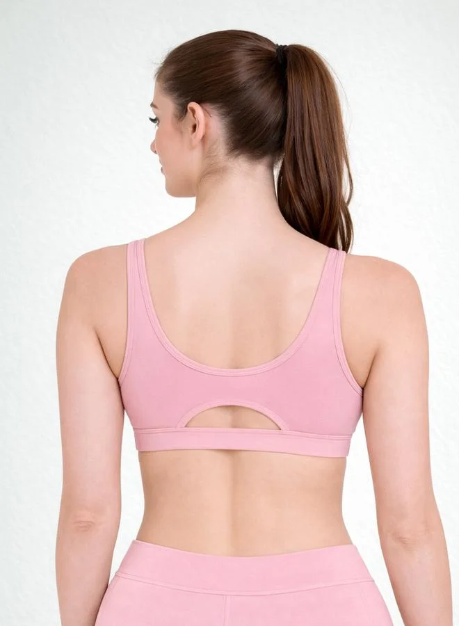تايك تو Pink Seamless Non Wired Non Padded Active Sport Bra By Lazzycat