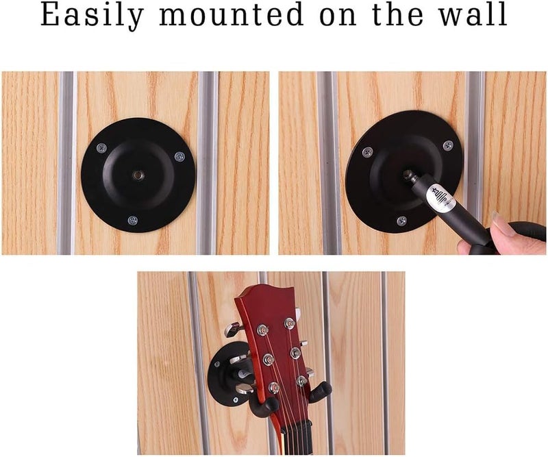 TechBlaze Universal Guitar Hanger Hook Holder Wall Mount Display with Metal Body Bracket with Mounting Screws Guitar Stand for Bass Electric Acoustic Guitar Mandolin Banjo etc-Black (Pack of 2) - Image 5