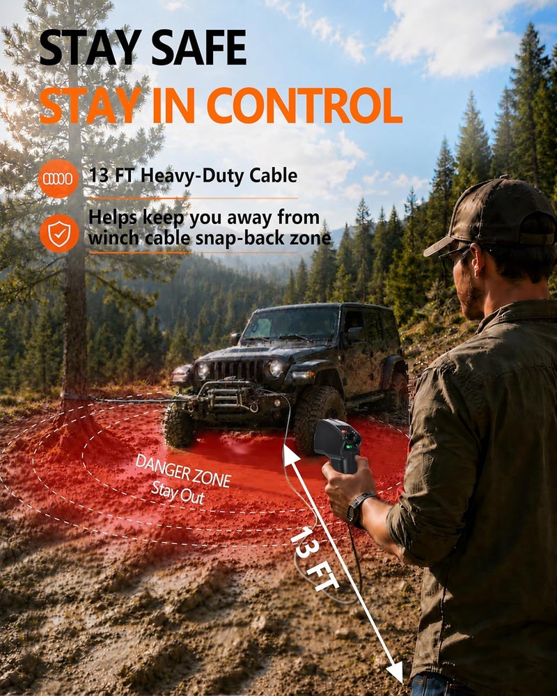 Zuomeng Winch Remote Control for 97495-50 - Compatible with Smittybilt XRC Gen 2 and X2O Gen 2 Winches, Fits XRC8 XRC10 XRC12 XRC15 Models, 5-Pin Plug-and-Play Design, 13 FT Cable, Magnetic Storage - Image 5