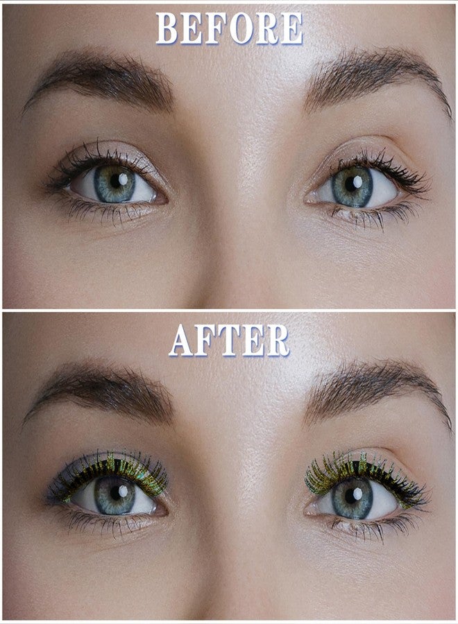 UHOMENY Glitter Lash Extensions, UHOMENY False Lashes for Eyelash Extensions D Curl Cosplay Eye Lashes Single Lash Spike Eyelash Extension Party Makeup Eyelashes, Mix 11-16mm (golden) - Image 3