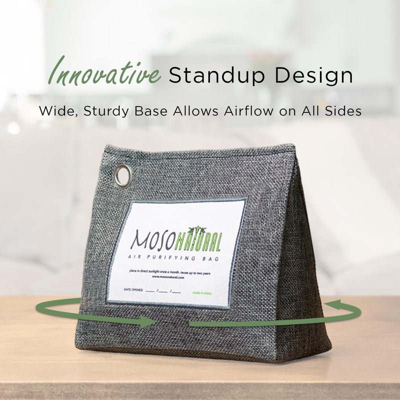 MOSO NATURAL Moso Natural Air Purifying Bag Large 600g (21oz) A Premium Scent Free Bamboo Charcoal Odor Absorber. Kitchen, Bedroom, Basement, Large Room. Luxury Stand Up Design. Two Year Lifespan.  - Image 4