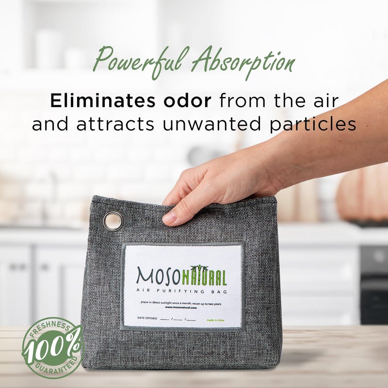 MOSO NATURAL Moso Natural Air Purifying Bag Large 600g (21oz) A Premium Scent Free Bamboo Charcoal Odor Absorber. Kitchen, Bedroom, Basement, Large Room. Luxury Stand Up Design. Two Year Lifespan.  - Image 2