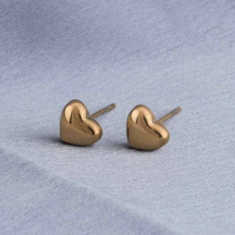 بالموناس PALMONAS Minimalist Heart Stud Earrings for Women | 18K Gold Plated, Waterproof & Anti-Tarnish