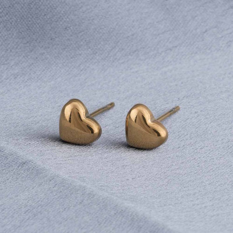 PALMONAS 18k Gold Tone Plated Minimalist Heart Stud Earrings
 for Women - Image 2