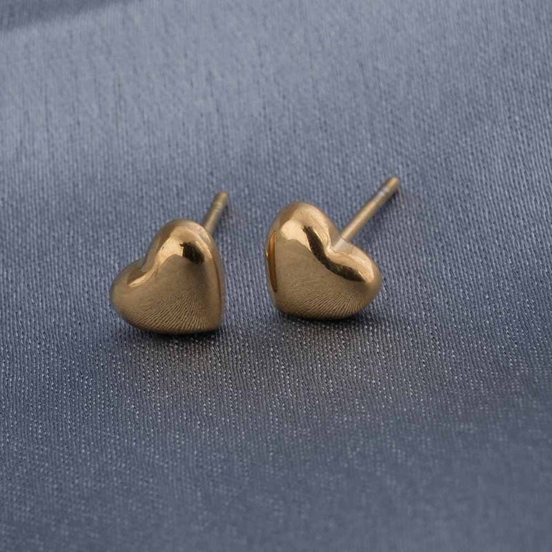 PALMONAS 18k Gold Tone Plated Minimalist Heart Stud Earrings
 for Women - Image 3
