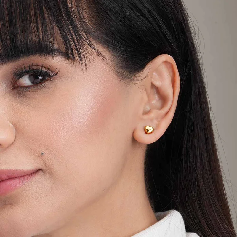 Palmonas  PALMONAS Minimalist Heart Stud Earrings for Women | 18K Gold Plated, Waterproof & Anti-Tarnish for Women | Best Price UAE