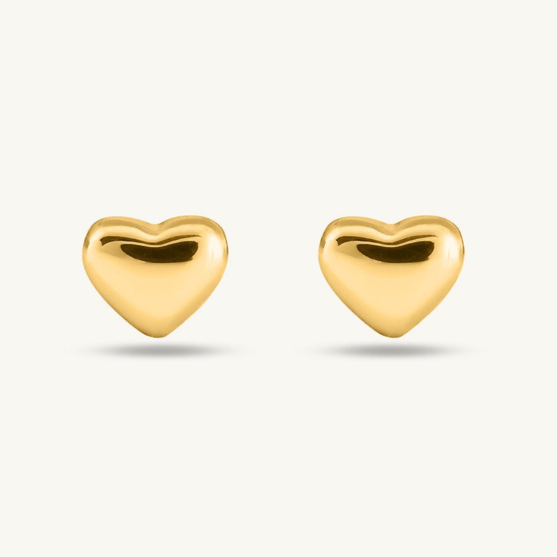 PALMONAS 18k Gold Tone Plated Minimalist Heart Stud Earrings
 for Women - Image 1