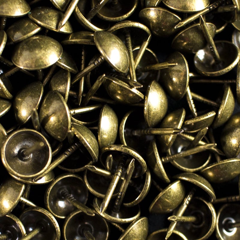 decotacks 500 PCS Heavy Duty Antique Brass Finish Upholstery Tacks Sofa Nails French Natural Thumb TackPush Pin 716 Head Dia Antique Brass French Natural DX0511AB500