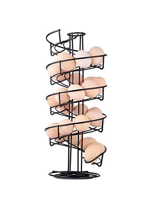 TopLife Toplife Spiral Design Metal Egg Skelter Dispenser Rack Storage Display Rack Black 