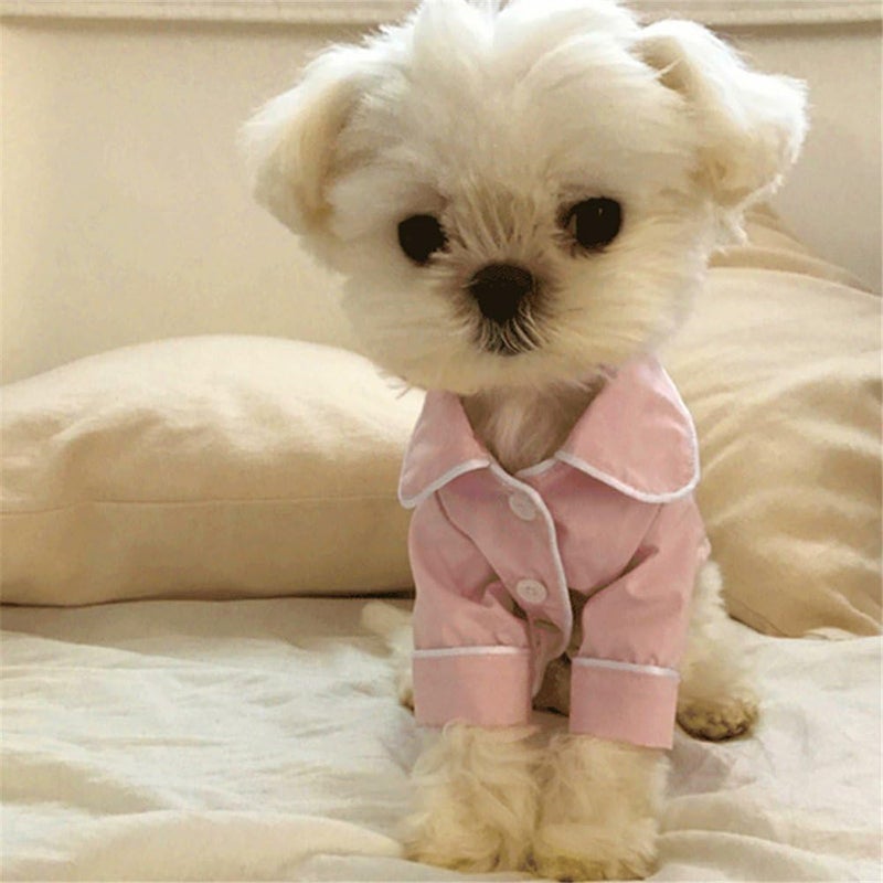 comfrt Cute Pet Dog Pajamas, Puppy Silk T-Shirt Nightdress, Elegant Soft Pet Nightgown Clothes, Fashionable Cat Sleepwear Apparel, Stylish Cozy Christmas Party Costumes, for Small Pet Dogs Cats (L, pink) - Image 2