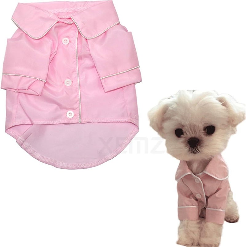 comfrt Cute Pet Dog Pajamas, Puppy Silk T-Shirt Nightdress, Elegant Soft Pet Nightgown Clothes, Fashionable Cat Sleepwear Apparel, Stylish Cozy Christmas Party Costumes, for Small Pet Dogs Cats (L, pink) - Image 1