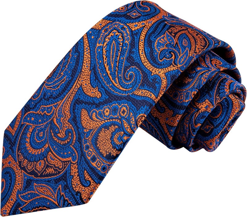 Dubulle Mens Paisley Striped Tie WOVEN Necktie for Men and Handkerchief Cufflinks Set Wedding Formal Business - Image 5