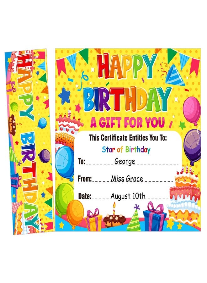 PETCEE 36 Happy Birthday Award Certificates for Kids Classroom Birthday Bookmark Awards Gifts for Students Birthday Recognition Certificates for Kindergarten Back to School Teacher Supplies - Image 1