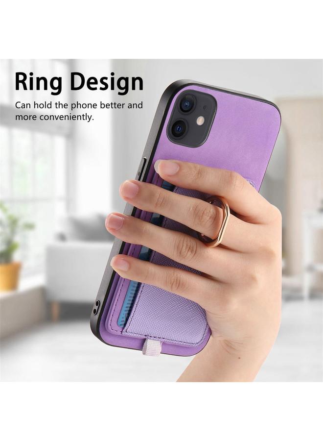 زبون جراب لهاتف iPhone 12 / 12 Pro بتصميم متقاطع من الجلد مع حلقة جانبية وحقيبة بطاقات وحافظة هاتف MagSafe - Image 5