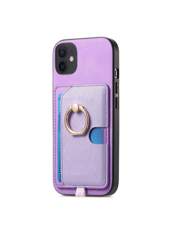 زبون جراب لهاتف iPhone 12 / 12 Pro بتصميم متقاطع من الجلد مع حلقة جانبية وحقيبة بطاقات وحافظة هاتف MagSafe - Image 2