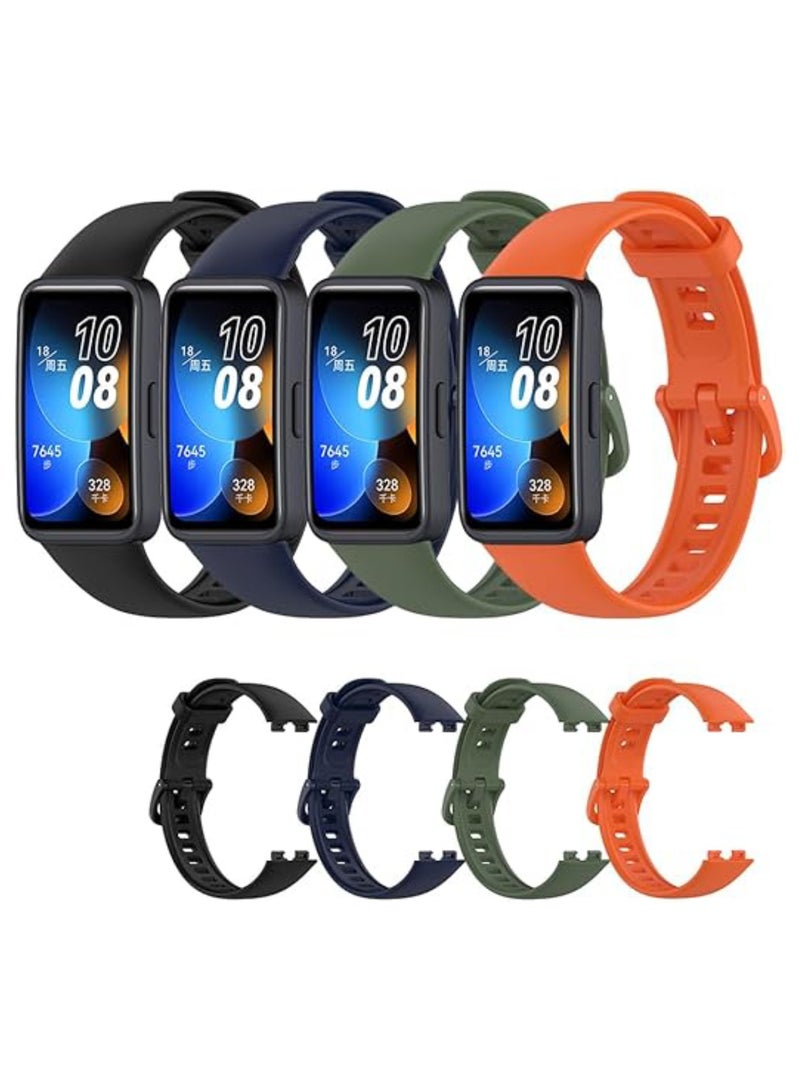اووكاي 4 قطع من أحزمة السيليكون لساعة هواوي باند 8/باند 9/باند 10، حزام بديل لسوار هواوي باند 8/باند 9/باند 10 (أسود + أزرق + أخضر + برتقالي) - Image 1