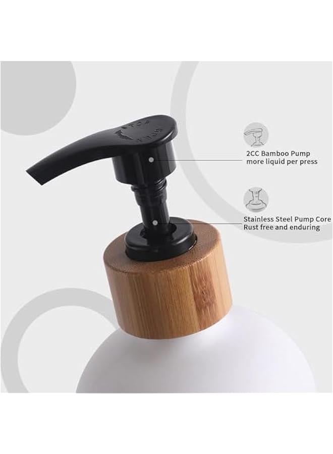 هوكور مجموعة موزع صابون زجاجي غير لامع من توريسيك - موزعات صابون لليدين والاطباق مناسبة لديكور المطبخ الريفي (ابيض عالي الدقة وصينية) - Image 5