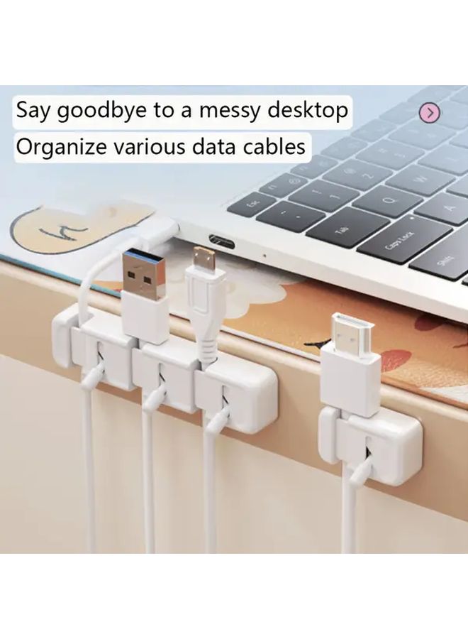 Desktop Phone Data Cable Organizer Cords Holder Fixing Strip 2PCS Blue Yellow - Image 2