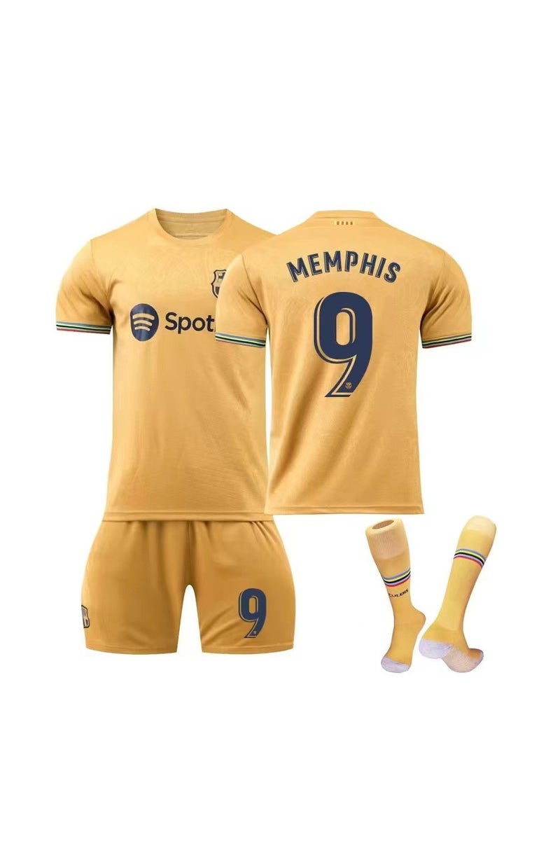 WHITE GAINS The new 3-piece set of No. 9 football jerseys, including a top, shorts, socks, is made of comfortable, breathable and elastic fabric, suitable for both adults and children to play outdoors - Image 1