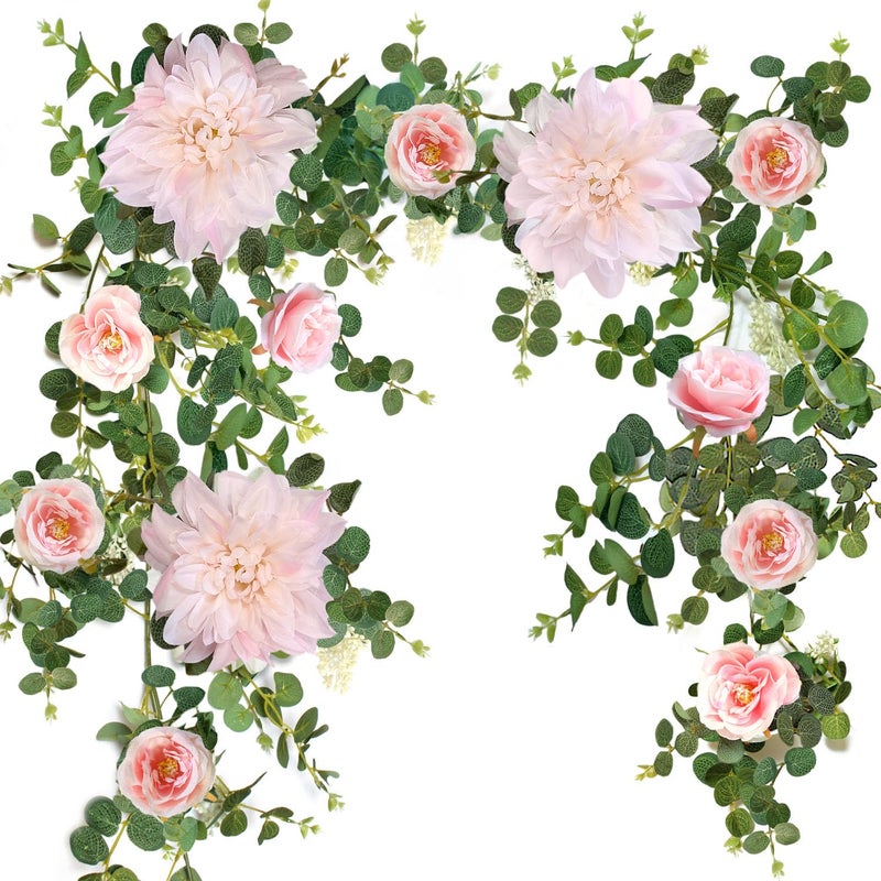 OrgMemory Eucalyptus Garlands, Flower Garland, Wedding Arch Flowers, Floral Swag for Wedding Christmas Decoration Table Backdrop Arch Wall Party Home Bedroom DÃ©cor (Pink) - Image 1