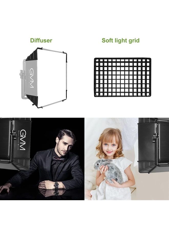 GVM Great Video Maker GVM Foldable Softbox Diffuser with Grid Beehive for RGB 1500D Series LED Video Light, Suitable for Studio Lighting, Portrait Photography, Video Lighting, Led Panel - Image 2