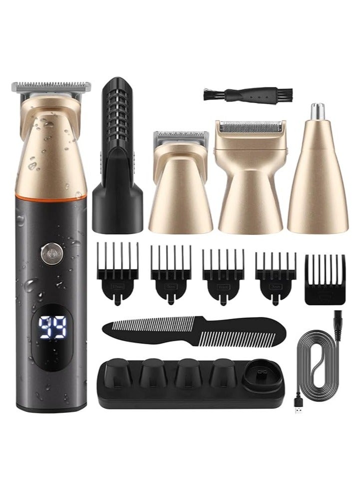 general Electric shaver for men, beard, nose, ear beard trimmer, waterproof, black gold, beard trimmer for men, USB charging station - Image 1