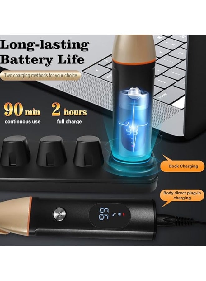 general Electric shaver for men, beard, nose, ear beard trimmer, waterproof, black gold, beard trimmer for men, USB charging station - Image 4