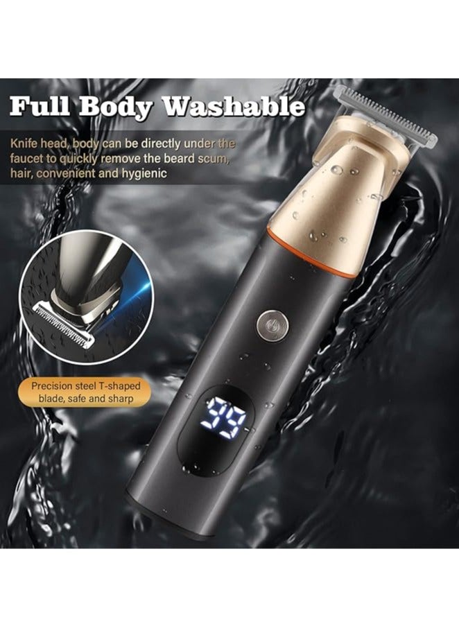 general Electric shaver for men, beard, nose, ear beard trimmer, waterproof, black gold, beard trimmer for men, USB charging station - Image 5