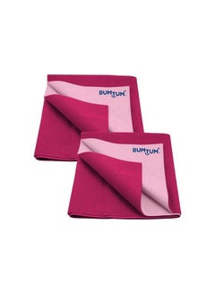 Bumtum Baby Dry Sheet Waterproof Soft Fleece Baby Bed Protector ; Anti Bacterial & Odour Free ; Extra Absorbant Reuseable & Washable (Hot Pink Large Size 100 * 140Cm Pack Of 2)  - Image 1