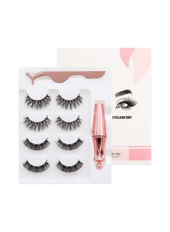 Kama 4Pairs 2Styles Extension Eyelashes Kiteyelashes Magnetic Eyelashes With Eyeliner And Tweezer Natural Look Reusable Magnetic Eyelashes Extensions - Image 3