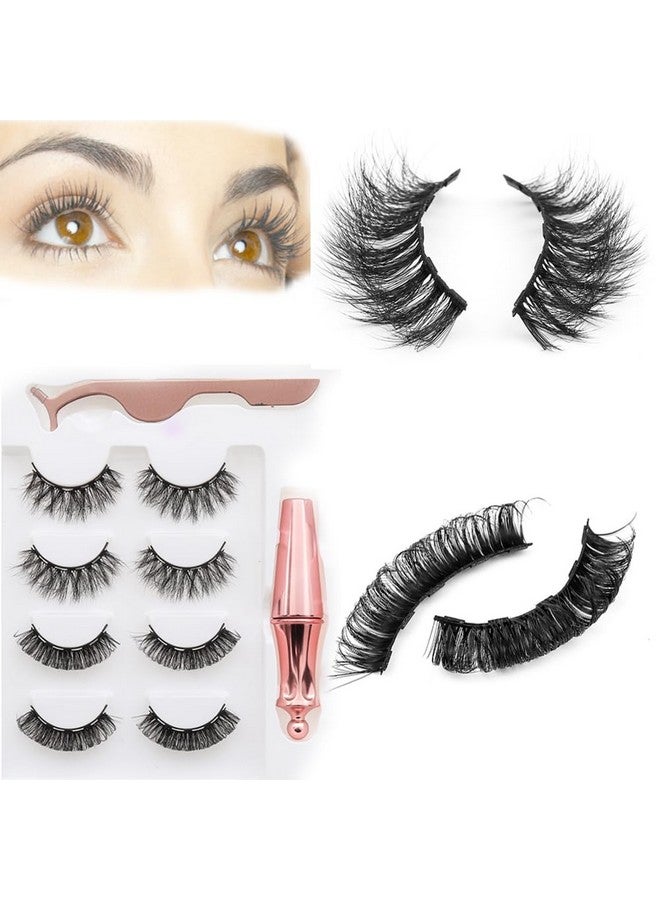 Kama 4Pairs 2Styles Extension Eyelashes Kiteyelashes Magnetic Eyelashes With Eyeliner And Tweezer Natural Look Reusable Magnetic Eyelashes Extensions - Image 2