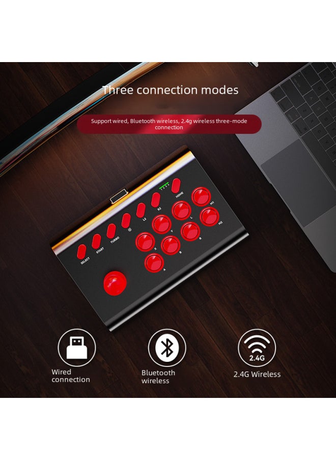 Y02 Large Arcade Style Fighting Game Controller For Ps4 Switch Android Ios Computer Street Fighter Dualshock 4 Gamepad-Product Color:Black And Red