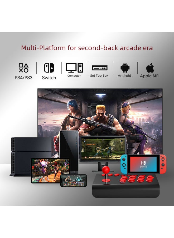 Y02 Large Arcade Style Fighting Game Controller For Ps4 Switch Android Ios Computer Street Fighter Dualshock 4 Gamepad-Product Color:Black And Red