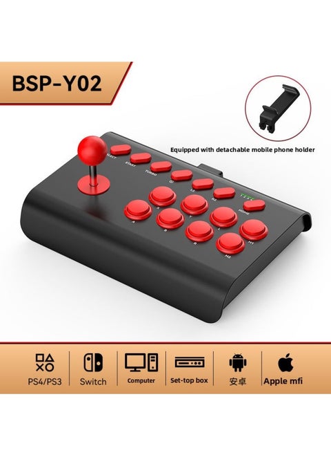 Y02 Large Arcade Style Fighting Game Controller For Ps4 Switch Android Ios Computer Street Fighter Dualshock 4 Gamepad-Product Color:Black And Red