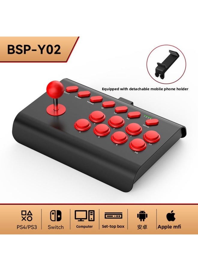 Y02 Large Arcade Style Fighting Game Controller For Ps4 Switch Android Ios Computer Street Fighter Dualshock 4 Gamepad-Product Color:Black And Red